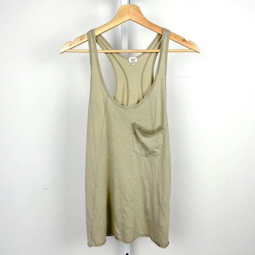 Wilfred Artizia M Tank Top Lightweight Knit Pocket Racerback Pocket Beige Green